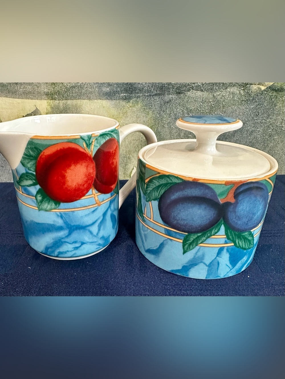 Victoria Beale Forbidden Fruit Sugar Bowl and Creamer Casual